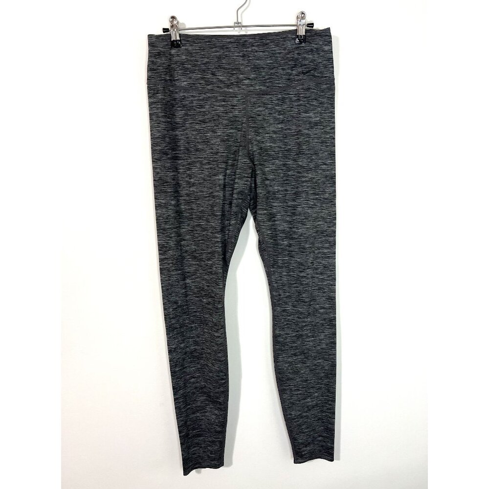 Nike Dri-Fit Heathered Gray Full Length Leggings High Rise Size‎ L